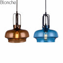 Suspension design LED en verre coloré style Hang