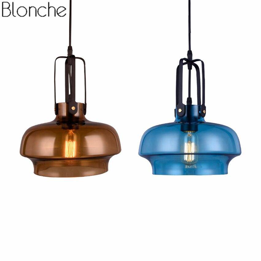 Suspension design LED en verre coloré style Hang - vue 10 sur 10