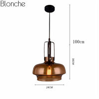 Suspension design LED en verre coloré style Hang