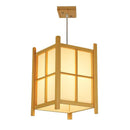 Suspension rustique LED en bois style lanterne Japonaise