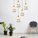 Suspension design LED en métal dorée avec abat-jour en verre cristal Luxury