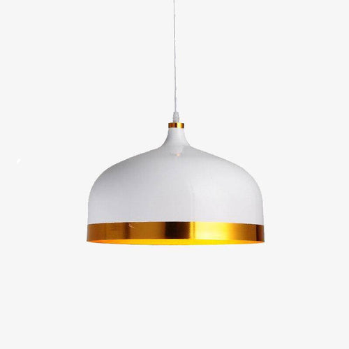 Suspension design LED avec abat-jour en métal arrondi au bords dorés Loft - vue 2 sur 14