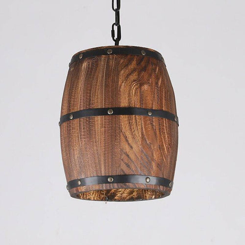 Suspension rétro à LED en bois style tonneau de vin Country - vue 4 sur 4