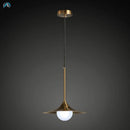 Suspension design LED en métal doré avec abat-jour arrondi Vigour