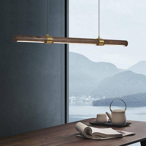 Suspension design LED avec tube allongé en bois style Creative - vue 5 sur 8
