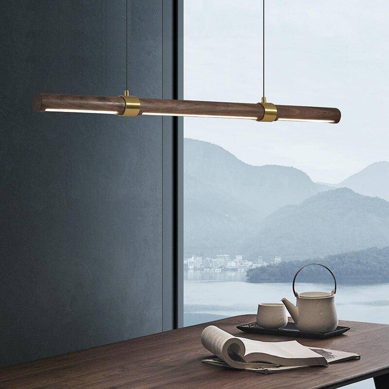 Suspension design LED avec tube allongé en bois style Creative - vue 4 sur 8