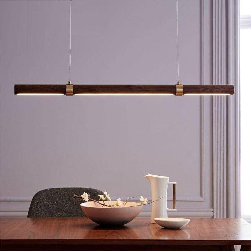 Suspension design LED avec tube allongé en bois style Creative - vue 5 sur 8