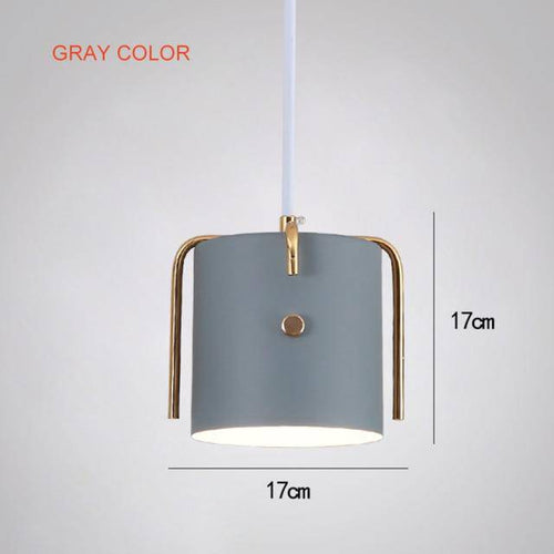 Suspension design à LED avec abat-jour cylindrique en métal coloré Nordic - vue 6 sur 8