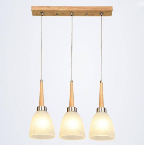 Suspension design en bois LED avec abat-jour arrondi en verre Creative - vue 4 sur 7