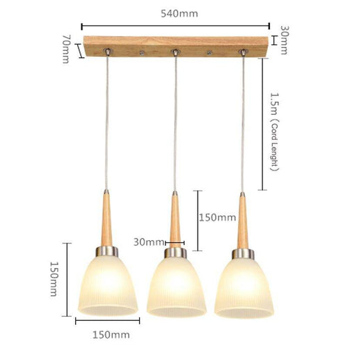 Suspension design en bois LED avec abat-jour arrondi en verre Creative - vue 8 sur 7