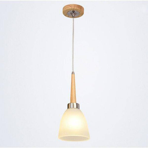 Suspension design en bois LED avec abat-jour arrondi en verre Creative - vue 5 sur 7