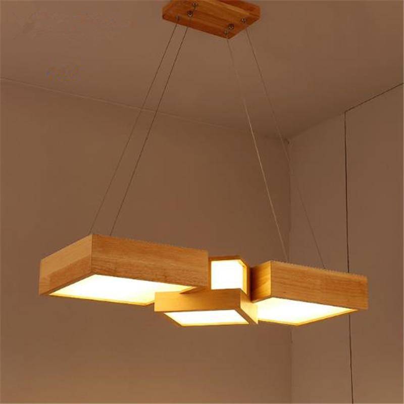 Lustre moderne LED aux formes géométriques en bois Stars - vue 4 sur 7