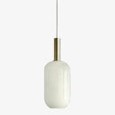Suspension moderne LED avec abat-jour oval blanc et métal doré Loft