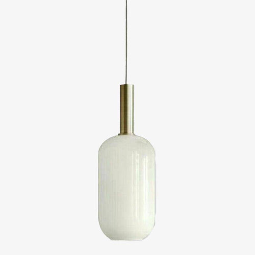 Suspension moderne LED avec abat-jour oval blanc et métal doré Loft - vue 2 sur 7