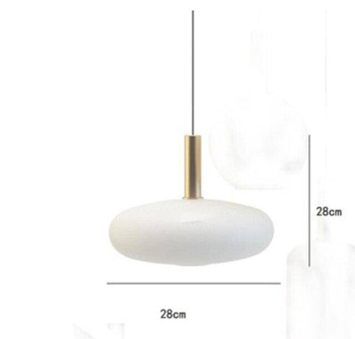 Suspension moderne LED avec abat-jour oval blanc et métal doré Loft - vue 8 sur 7