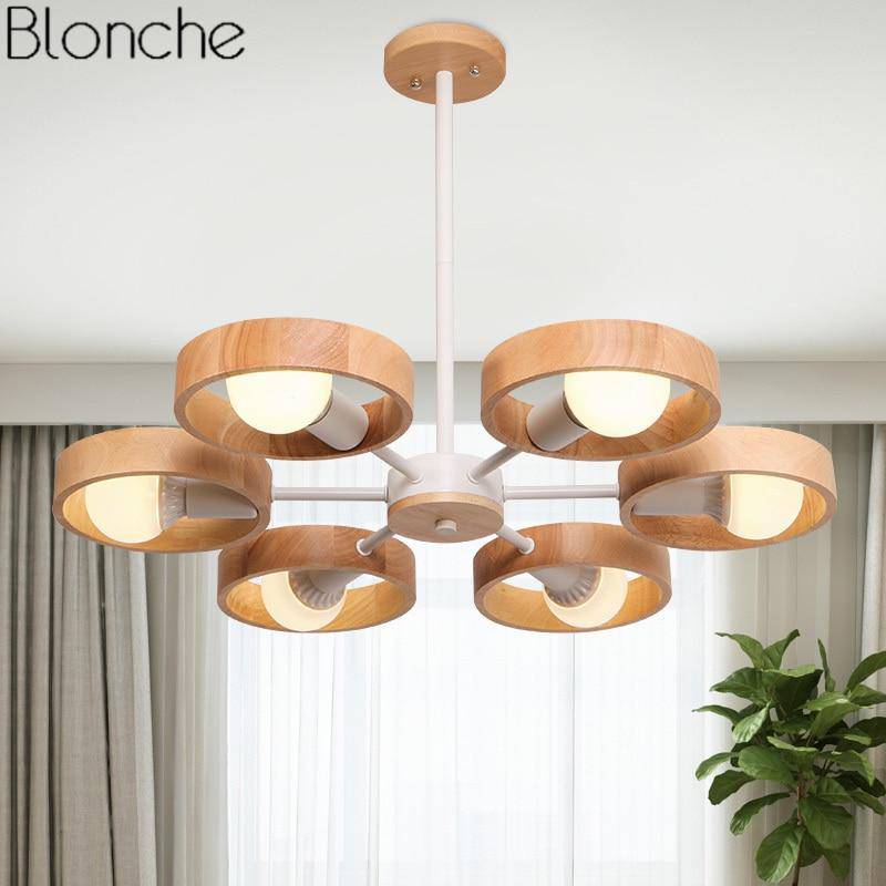 Lustre moderne à LED avec disque en bois style Japan - vue 2 sur 14