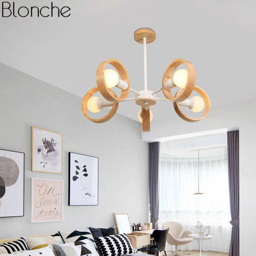 Lustre moderne à LED avec disque en bois style Japan - vue 5 sur 14