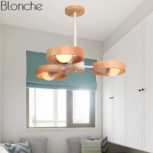 Lustre moderne à LED avec disque en bois style Japan - vue 7 sur 14