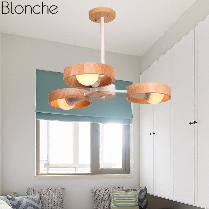 Lustre moderne à LED avec disque en bois style Japan - vue 6 sur 14