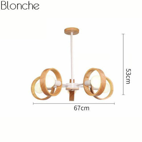 Lustre moderne à LED avec disque en bois style Japan - vue 6 sur 14