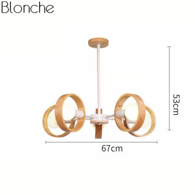 Lustre moderne à LED avec disque en bois style Japan - vue 5 sur 14