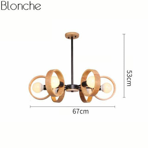 Lustre moderne à LED avec disque en bois style Japan - vue 8 sur 14