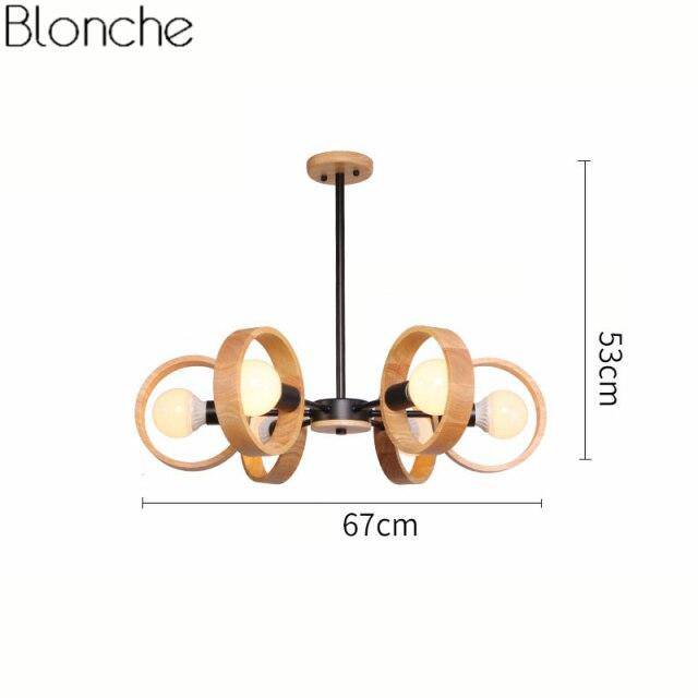 Lustre moderne à LED avec disque en bois style Japan - vue 7 sur 14