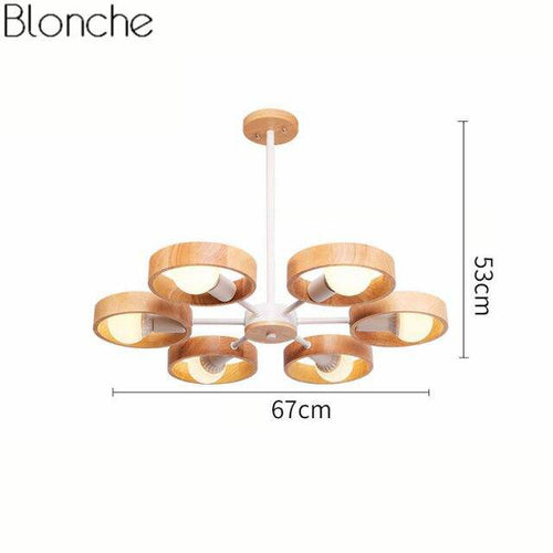 Lustre moderne à LED avec disque en bois style Japan - vue 15 sur 14