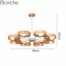 Lustre moderne à LED avec disque en bois style Japan