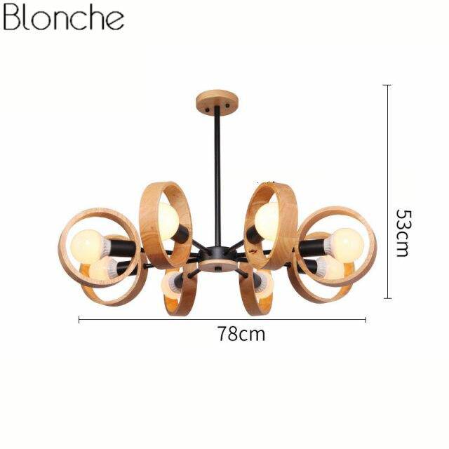 Lustre moderne à LED avec disque en bois style Japan - vue 12 sur 14