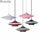 Suspension design LED avec abat-jour soucoupe métal Industriel