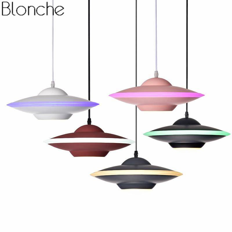 Suspension design LED avec abat-jour soucoupe métal Industriel - vue 4 sur 16