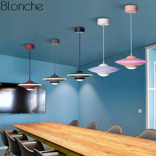 Suspension design LED avec abat-jour soucoupe métal Industriel - vue 6 sur 16