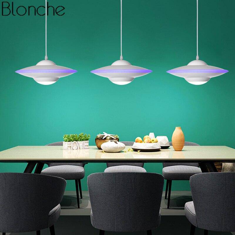 Suspension design LED avec abat-jour soucoupe métal Industriel - vue 2 sur 16