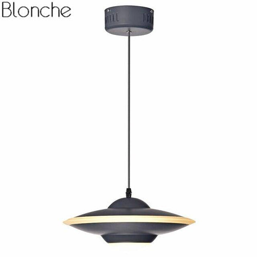 Suspension design LED avec abat-jour soucoupe métal Industriel - vue 7 sur 16