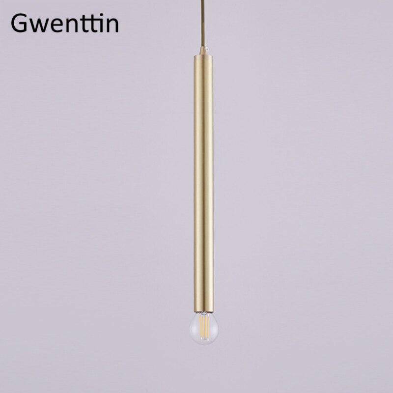 Suspension design cylindre doré à LED Simple - vue 7 sur 7