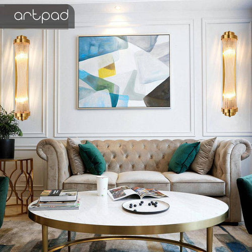 Applique murale LED doré avec lampe en verre - vue 3 sur 5
