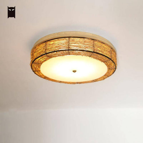 Plafonnier LED rond en osier Rattan - vue 4 sur 6