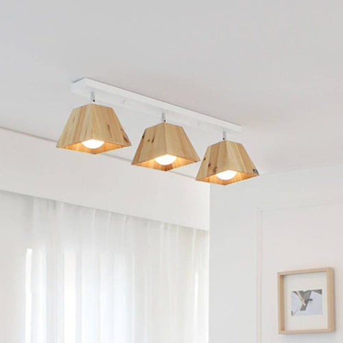 Plafonnier avec lampe en cône de bois Japanese - vue 3 sur 9