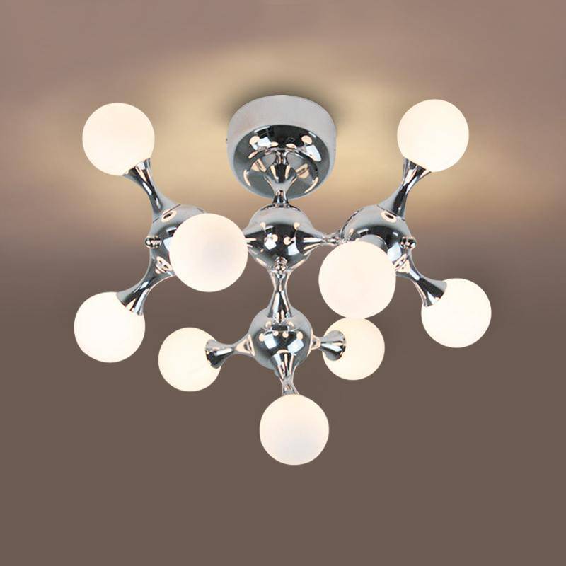 Plafonnier chromé à LED style molécule moderne - vue 3 sur 5