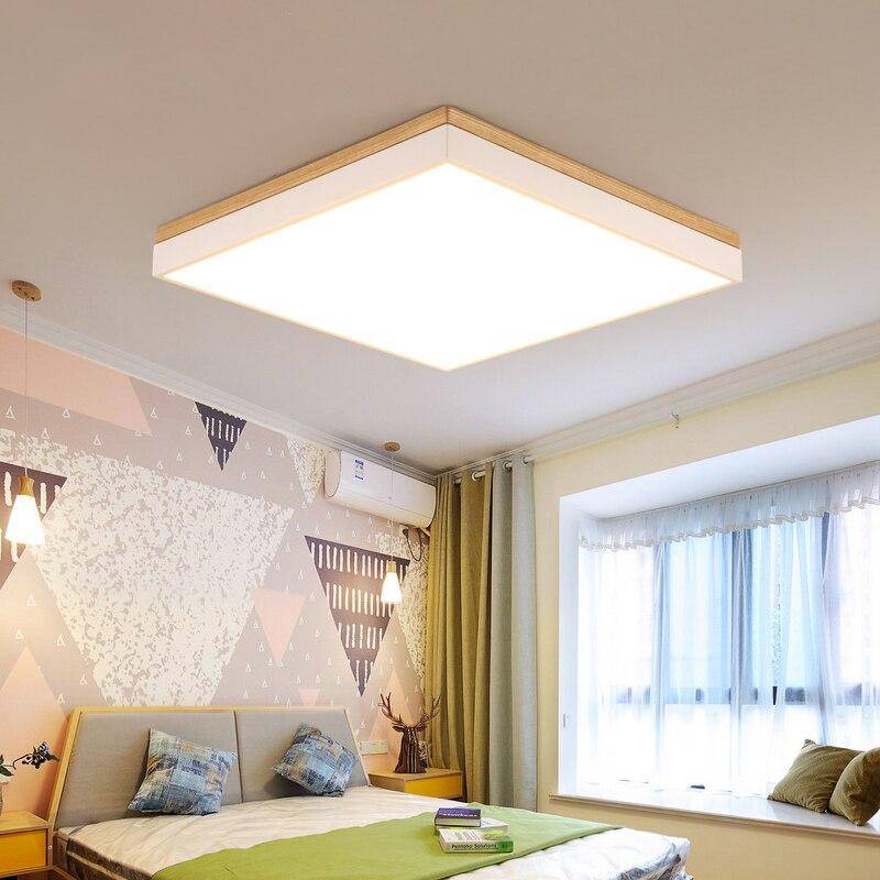 Plafonnier rectangle en bois et métal à LED Illumination - vue 2 sur 4