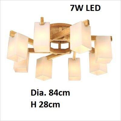 Lustre moderne LED en bois avec plusieurs abat-jours Nordic - vue 4 sur 5