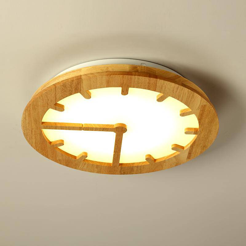 Plafonnier LED horloge en bois - vue 2 sur 7