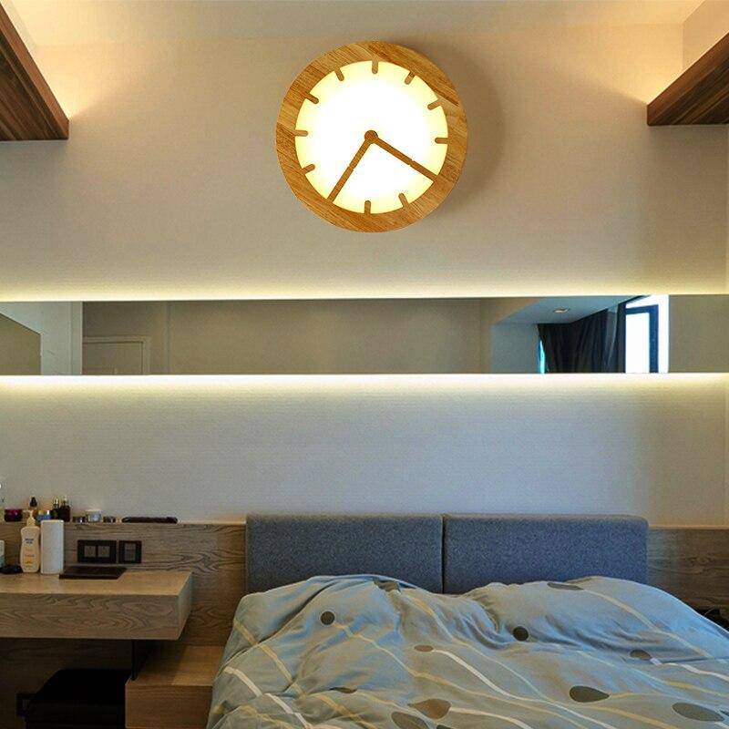 Plafonnier LED horloge en bois - vue 7 sur 7