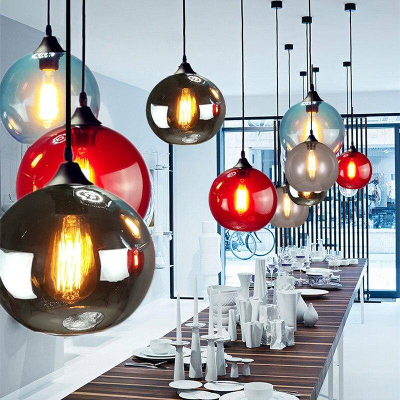 Suspension boule en verre colorée Loft - vue 2 sur 4