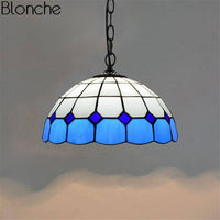 Suspension tiffany vitrail coloré Mediteraneen