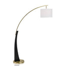 Lampadaire LED design doré arrondi et abat-jour Foyer