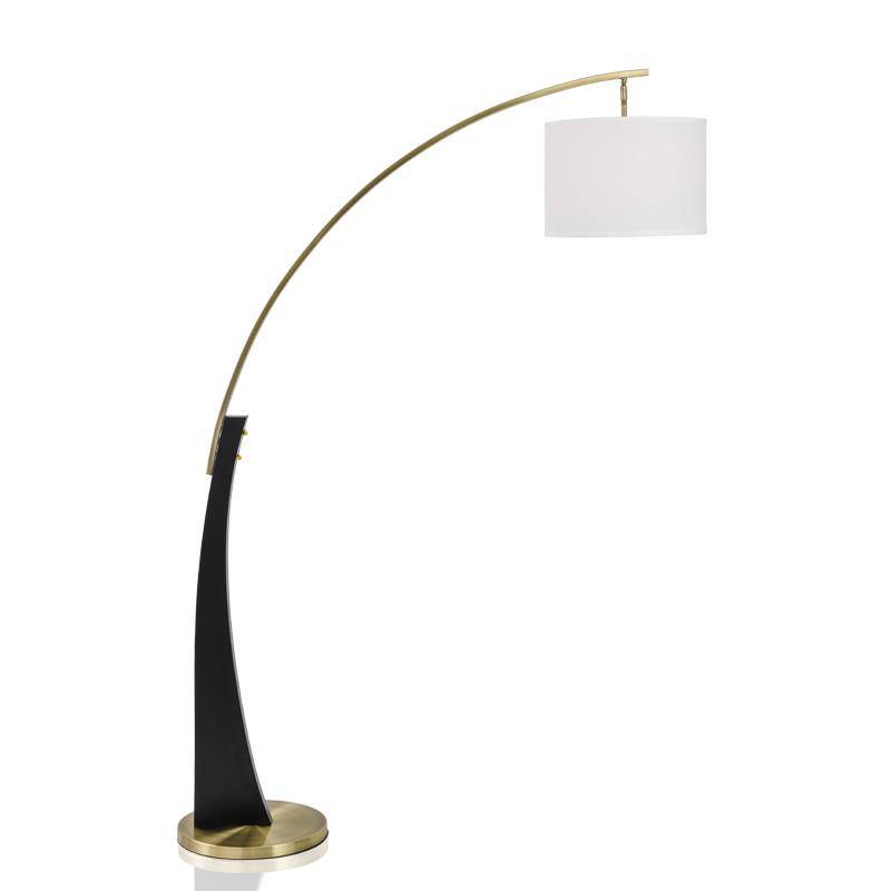 Lampadaire LED design doré arrondi et abat-jour Foyer - vue 3 sur 5