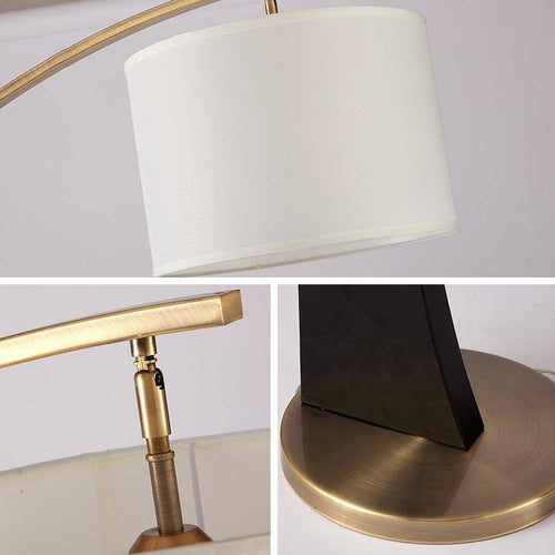 Lampadaire LED design doré arrondi et abat-jour Foyer - vue 6 sur 5