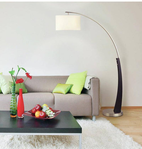 Lampadaire LED design doré arrondi et abat-jour Foyer - vue 3 sur 5